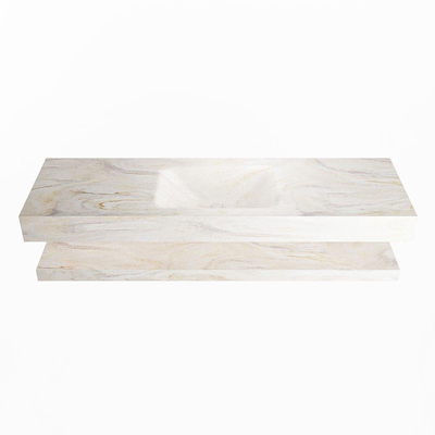 MONDIAZ ALAN - DLUX Badkamermeubelset - 150cm - planchet - Ostra - vrijhangende wastafel - wasbak midden - 0 kraangaten - Ostra