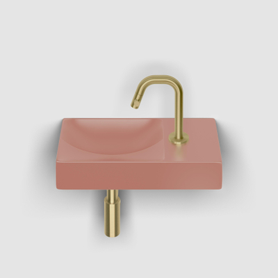 Clou Vale lave-mains 38 cm avec trou de robinet à droite rose mat céramique