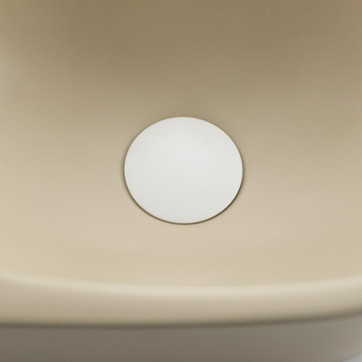 QeramiQ Fuente pack lave-mains – demi-rond – 40 x 21,5 x 12 cm – céramique beige – sans perçage – robinet blanc mat