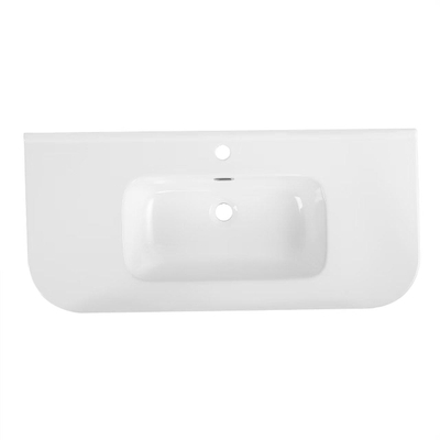 Saniclass Terra Meuble lavabo - 101x46x2cm - coins arrondis - 1 lavabo - 1 trou de robinet - blanc brillant