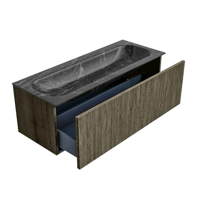 Mondiaz KURVE-DLUX Badkamermeubelset - 120x46x40cm - 1 lade - wastafel solid surface - midden - 2 kraangaten - Shadow