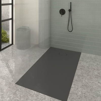 Villeroy & Boch Ecora douchebak - 140x80x3.5cm - afvoer korte zijde - anthracite (antraciet)