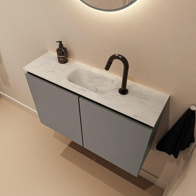 MONDIAZ TURE-DLUX Toiletmeubel - 80cm - Smoke - EDEN - wastafel Opalo - positie midden - 1 kraangat