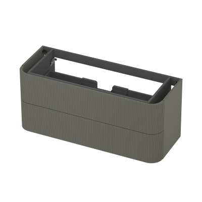 INK Concept R Meuble sous-lavabo - 120x45x52cm - 2 tiroirs - poignées en saillie - fraisé - angles arrondis - MDF laqué - vert béton mat