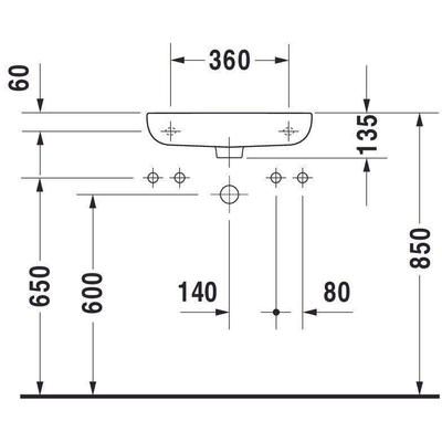 Duravit D Code lave-mains 50x22cm y compris trou de robinet à gauche blanc