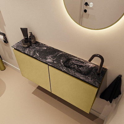 MONDIAZ TURE-DLUX 100cm toiletmeubel Oro. EDEN wastafel Lava positie rechts. Met 1 kraangat.