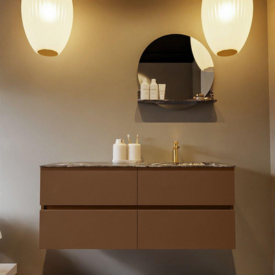 Mondiaz VICA-DLUX ensemble de meuble de salle de bain - 120cm - meuble sous-vasque posé - 4 tiroirs - lavabo encastrée cloud droite - 1 trou de robinet - version haute de 60cm - lave