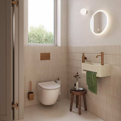Clou InBe 9 fontein 43cm met handdoekhouder beige microrazzo