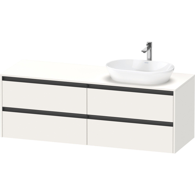 Duravit Ketho 2 meuble sous-lavabo avec plaque de console incluse avec 4 tiroirs pour vasque à droite 160x55x56.8cm avec poignées anthracite blanc super mat