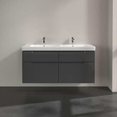 Villeroy & Boch Subway 2.0 wastafelonderkast - 128.7x59x44.9cm - glans grijs