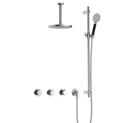 Hotbath Cobber X IBSX70 Regendoucheset inbouw - hoofddouche 20cm - plafondarm 15cm - glijstang - handdouche rond 3 standen - Chroom