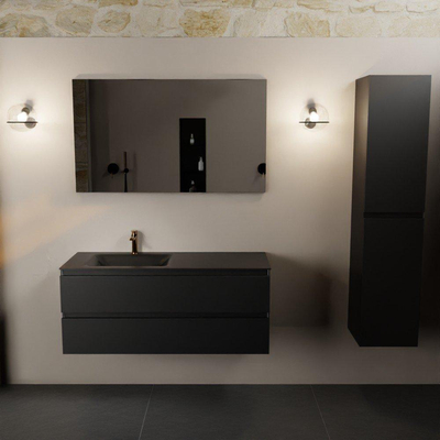 Mondiaz AIVY Ensemble de meuble - 120x45x50cm - 1 trou de robinet - 1 vasque Urban Solid surface - Gauche - 2 tiroirs - avec miroir - MDF Urban