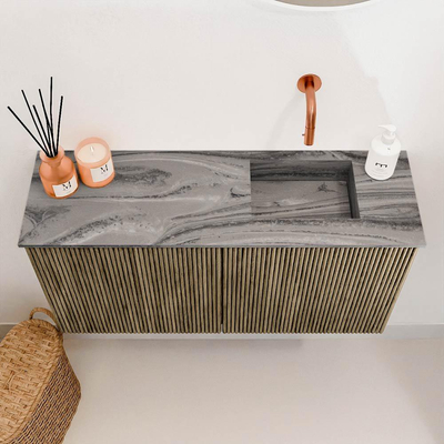 Mondiaz JOYA-DLUX 80cm toiletmeubel - kleur Dusk - Wastafel FAYE positie Rechts Zonder kraangat kleur Sombra.