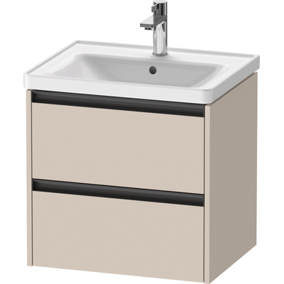 Duravit Ketho.2 Wastafelonderbouwkast - met 2 laden - 58.4x45.5x54.9cm - met grepen antraciettaupe - mat taupe
