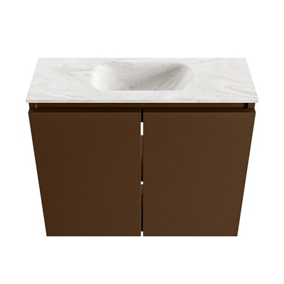 MONDIAZ TURE-DLUX meuble de toilettes 60 cm Rust. EDEN lavabo Ostra position milieu. Sans trou de robinet.
