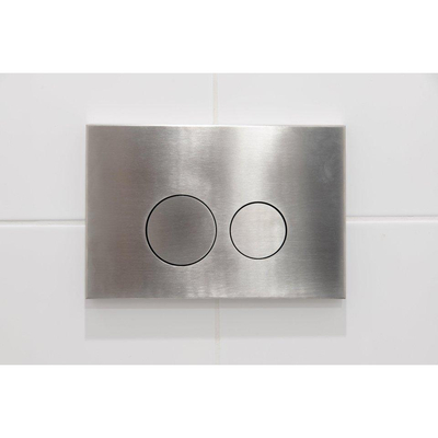 QeramiQ Dely Toiletset - 36.3x51.7cm - diepspoel - rimless - Geberit UP320 inbouwreservoir - softclose toilet zitting - 35mm - steel bedieningsplaat - ronde knoppen - mat beige