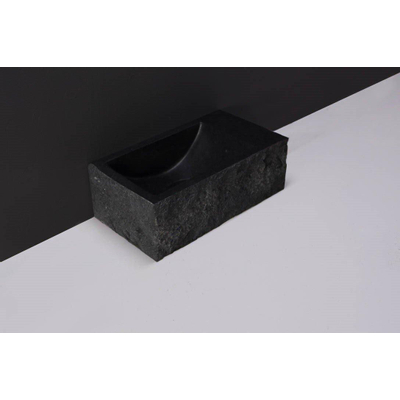 Forzalaqua Venetia Xs lavabo 29x16x10cm lavabo Gauche 0 trous de robinet Pierre naturelle Granit adouci & taillé