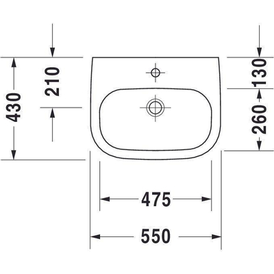 Duravit D Code Med Lavabo 55x43cm avec trou pour robinetterie sans trop plein blanc