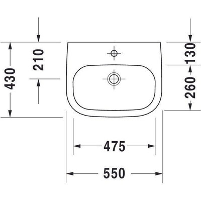 Duravit D Code Med wastafel 55x43cm zonder kraangat zonder overloop wit