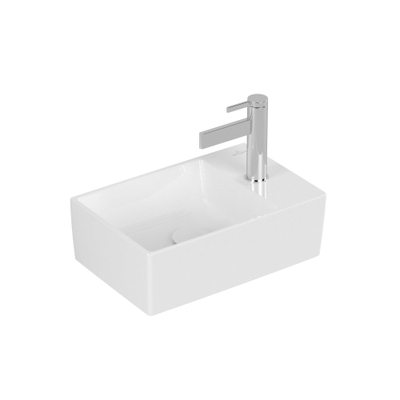 Villeroy & Boch memento 2.0 fontein - 40x26cm - 1 kraangat - zonder overloop CeramicPlus - White Alpine (glans wit)