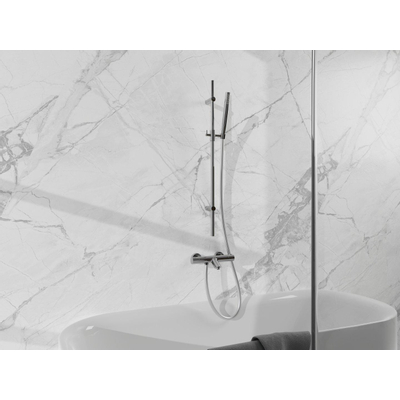 FortiFura Calvi Mitigeur baignoire - avec barre curseur - douchette stick - flexible lisse - chrome