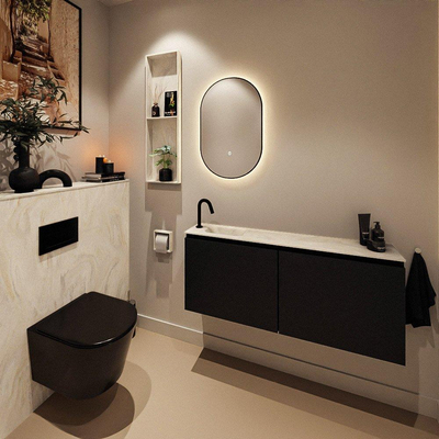 MONDIAZ TURE-DLUX Meuble WC 120 cm Urban. Lavabo EDEN Ostra position gauche. Avec 1 trou de robinet.