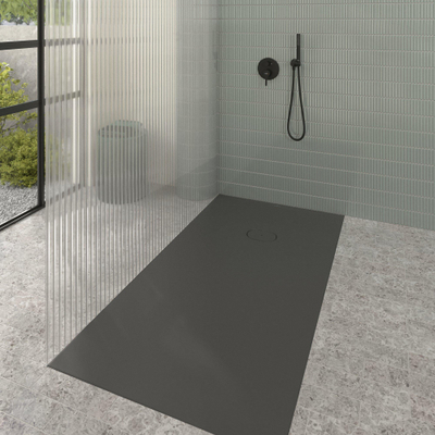 Villeroy & Boch Ecora douchebak - 170x90x4.5cm - afvoer korte zijde - anthracite (antraciet)