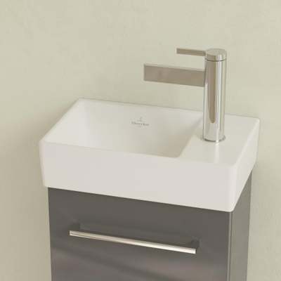 Villeroy & Boch Avento fontein - 1 kraangat rechts - zonder overloop - 36x22cm CeramicPlus - Stone White (mat wit)