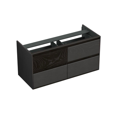 Forzalaqua Reno 2.0 meuble sous-lavabo 120x51x60cm avec 4 tiroirs sans poignées à fermeture douce Chêne massif Black oiled