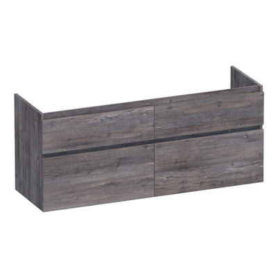 BRAUER Delight wastafelonderkast - 140x46x60cm - 4 softclose lades - greeploos - 2 sifon uitsparingen - Driftwood