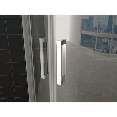 Wiesbaden Entra cabine kwartrond met 2 schuifdeuren 900 x 900 x 2000 x 8 mm nano helder glas/chroom SHOWROOMMODEL