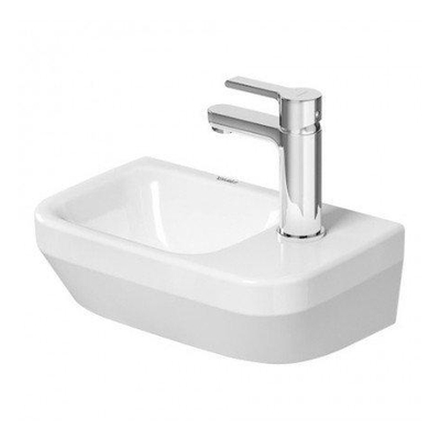Duravit Durastyle Ensemble WC suspendu sans bride abattant softclose lave-mains 1 trou de robinetterie à droite 36x22cm blanc robinet de lave-mains chromé