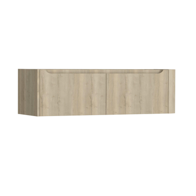H&R Badmeubelen Juice Meuble sous vasque - 140x45x40cm - angle droit arrondi - 2 tiroirs - poignée intégrée - French oak