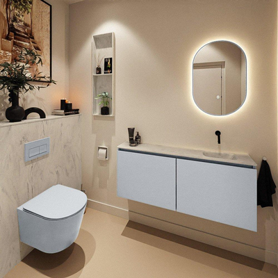 MONDIAZ TURE-DLUX 120cm toiletmeubel Clay. EDEN wastafel Opalo positie rechts. Zonder kraangat.
