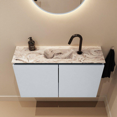 MONDIAZ TURE-DLUX Meuble de toilettes 80 cm Clay. EDEN lavabo Glace position centrale. Avec 1 trou de robinet.