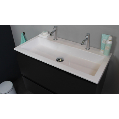 Basic Bella Meuble avec lavabo acrylique 100x55x46cm 2 trous de robinet Anthracite mat