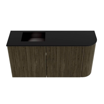 Mondiaz JOYA 81.6cm toiletmeubel - ronding rechts kleur Shadow - Wastafel FAYE positie Links Zonder kraangat kleur Urban.