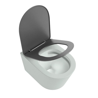 Mondiaz LAVIE WC suspendu – sans bride – 36 x 53 cm – avec abattant softclose – Greey (vert clair/gris), abattant Dark grey (gris)
