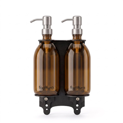 Fortifura Calvi Distributeur de savon - 500 ml - lot de 2 - support - inox brossé