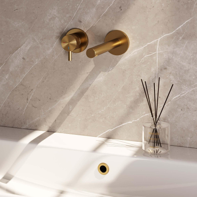 BRAUER Gold Edition Wastafelmengkraan inbouw - rechte uitloop rechts - hendel kort smal - inclusief inbouwdeel - model B2 PVD - geborsteld goud