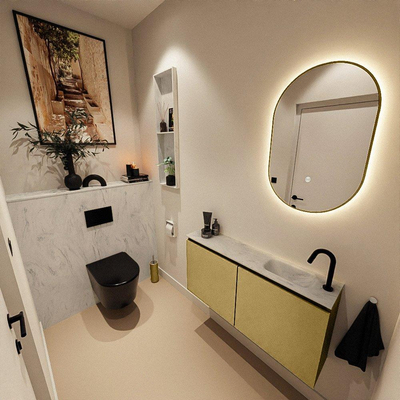 MONDIAZ TURE-DLUX Meuble de toilettes 100 cm Oro. EDEN lavabo Opalo position droite. Avec 1 trou de robinet.