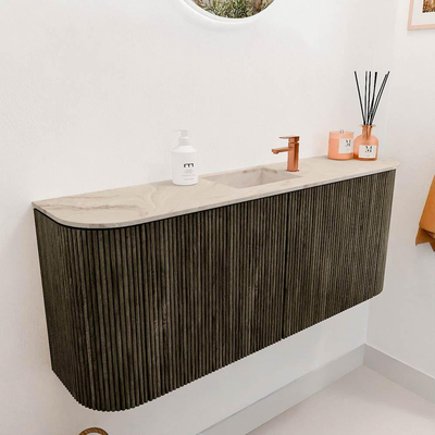 Mondiaz JOYA-DLUX 103.2cm toiletmeubel - ronding links en rechts kleur Shadow - Wastafel FAYE positie Midden 1 kraangat kleur Frappe.