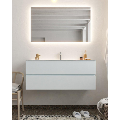 Mondiaz VICA ensemble de meuble de salle de bain - 120cm - meuble sous-vasque argile - 2 tiroirs - lavabo lune milieu - 1 trou de robinet - miroir LED - version XL 60cm haut