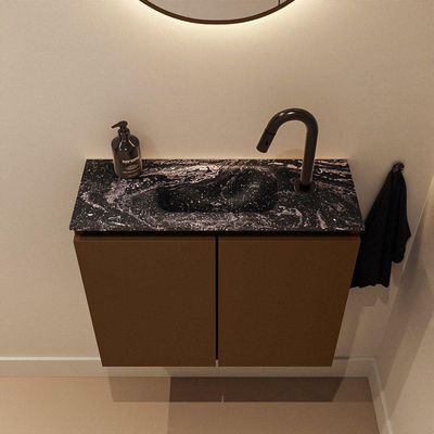 MONDIAZ TURE-DLUX Meuble WC 60 cm Rust. EDEN vasque Lava position milieu. Avec 1 trou de robinet.