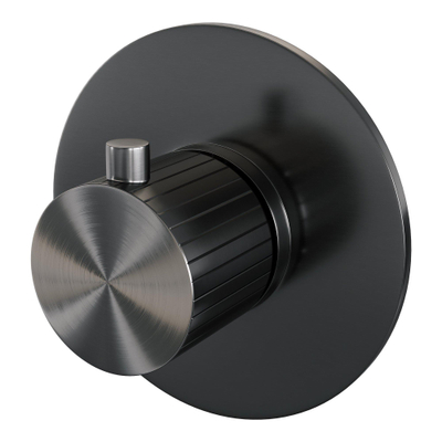 BRAUER Stripe Inbouwthermostaat - inclusief inbouwdeel - geborsteld gunmetal PVD