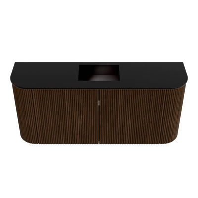 Mondiaz JOYA 93.2cm meuble de salle de bains - arrondi gauche et droite couleur Walnut - Vasque FAYE position Milieu Sans trou de robinet couleur Urban