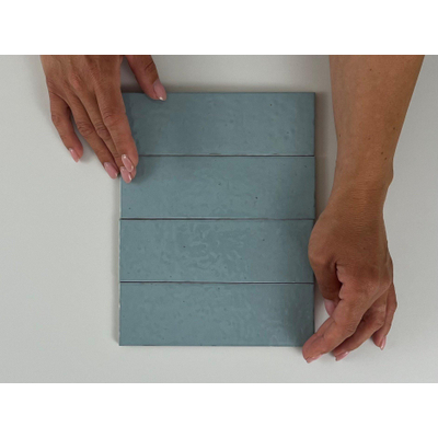 SAMPLE Terravito Nocino wandtegel - 6x18.6cm - Powder Blue glans (blauw)