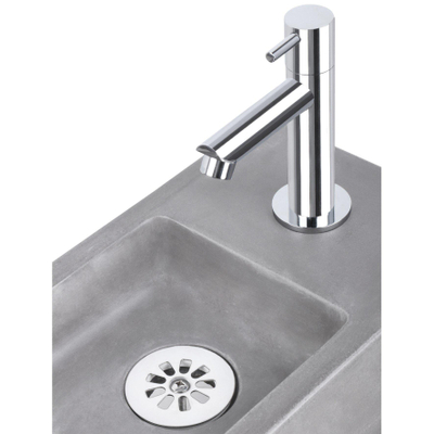 Differnz Force Set lave-mains 40x22x8cm 1 trou avec robinet droit et siphon + bonde chrome Rectangulaire Béton Gris foncé