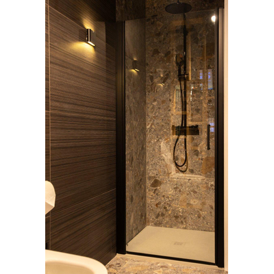 ZEZA Grade receveur de douche - 90x90cm - antidérapant - antibactérien - marbre minéral - carré - mat new pearl (beige)