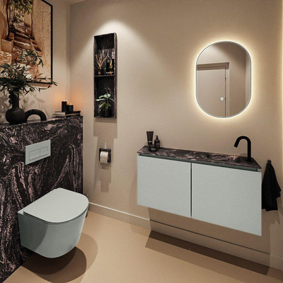 MONDIAZ TURE-DLUX Meuble toilette - 100cm - Greey - EDEN - vasque Lava - position droite - 1 trou de robinet